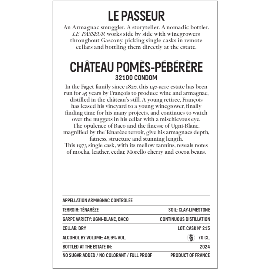 Le Passeur Château Pomès-Pébérère 1973 