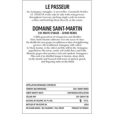 Le Passeur Saint Martin 1992 #90 70cl (07/2024)